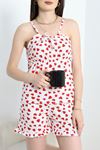 Büzgülü Süprem Şortlu Pijama Takımı Beyazkırmızı - 50197.1857.