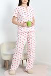 Viskon Pijama Takımı Beyazpembe - 70090.1952.