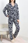 Viskon Düğmeli Pijama Takımı Lacivert - 50689.1902.