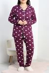 Milan Büyük Beden Düğmeli Pijama Takımı Mor - 50687.1902.