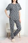 Manşetli Süprem Alt Üst Aynı Pijama Takımı Füme - 50673.1961.