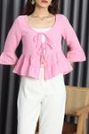 Fırfırlı Önü İpli Bluz Pembe - 70442.1934.