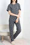 Manşetli Süprem Alt Üst Aynı Pijama Takımı Fümebeyaz - 50673.1961.