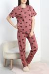 Kısa Kollu Süprem Pijama Takımı Gülkurususiyah - 50523.1961.