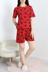 Alt Üst Aynı Şortlu Pijama Takımı Kırmızısiyah - 50695.1961.