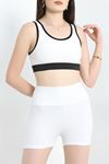 Kalın Askı Fitness Şortlu Takım Beyaz - 41317.1255.