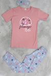 13-16 Yaş Göz Bantlı Penye Çocuk Pijama Takımı Mavipembe - 50620.1951.