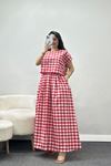 Kareli Etekli Oversize Takım Kırmızı - 13207.179.