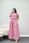 Kareli Etekli Oversize Takım Pembe - 13207.179.