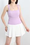 Kare Yaka Fitilli Bluz Lila1 - 3946.1595.