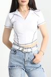 Fermuar Detay Crop Body Beyaz - 70515.1855.