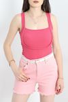 Kare Yaka Fitilli Bluz Koyupembe - 3946.1595.
