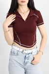 Fermuar Detay Crop Body Bordo - 70515.1855.