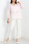 Çizgili Oversize Gömlek Pembe - 41455.1934.
