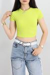 Bisiklet Yaka Crop Body Yeşil - 70537.1388.