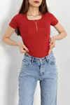 Çerçeve Yaka Çıtçıtlı Body Bordo - 70531.1388.