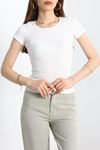 Oval Yaka Kaşkorse Body Beyaz - 3840.1595.