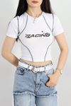 Şerit Detay Crop Body Beyaz - 70507.1855.