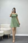Gipeli Mini Elbise  Yeşilbeyaz - 6014.1247.