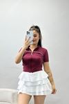 Fermuarlı Şerit Detay Body Bordo - 70517.1855.