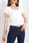 Çerçeve Yaka Crop Body Ekru - 70538.1388.