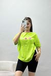 Lüx Penye Oversize Tişört Açıkyeşil - 30531.1878.