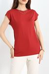 Yaka İncili Viskon Bluz Bordo - 70487.599.
