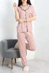 Viskon Düğmeli Pijama Takımı Gülkurusu - 50682.1048.