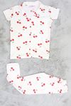 5-12 Yaş Milan Düğmeli Pijama Takımı Beyazkiraz - 50713.1048.