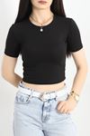 Bisiklet Yaka Crop Body Siyah - 41344.1856.