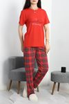 Viskon Pijama Takımı Kırmızıekose - 50562.1961.