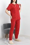 Manşetli Süprem Alt Üst Aynı Pijama Takımı Bordokalpli - 50673.1961.