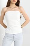 Ribana Kumaş Straplez Bluz Beyaz - 70572.105.