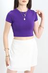 Bisiklet Yaka Crop Body Mor - 70528.1388.