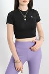 Sporcu Fitness Crop Tişört Siyah - 50699.1967.