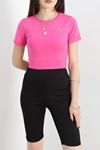 Sporcu Fitness Crop Tişört Fuşya - 50699.1967.