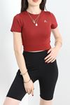 Sporcu Fitness Crop Tişört Bordo - 50699.1967.