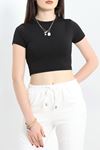 Bisiklet Yaka Crop Body Siyah - 70528.1388.