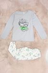 6-14 Yaş Baskılı Çocuk Pijama Takımı Griyeşil - 40101.1931.