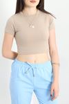 Bisiklet Yaka Crop Body Bej - 70528.1388.