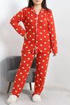 Milan Büyük Beden Düğmeli Pijama Takımı Kırmızıkalp - 50687.1902.