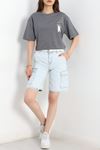 Baskılı Oversize Tişört Antrasityeşil - 40649.1872.