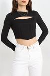 Göğüs Dekolteli Body Siyah - 3586.1595.