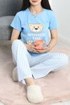 Desenli Pijama Takımı Mavi - 130.1287.
