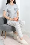 Desenli Pijama Takımı Gri1 - 130.1287.