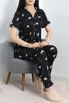 Pegasus Fırfırlı Düğmeli Pijama Takımı Siyahmavi - 671.1287.