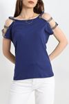 Kolları Taş Detaylı Bluz Saks - 20934.599.