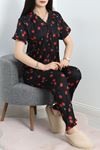 Pegasus Fırfırlı Düğmeli Pijama Takımı Siyahkiraz - 671.1287.