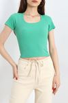 Çerçeve Yaka Crop Body Yeşil - 70538.1388.