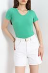 Fitilli V Yaka Body Yeşil - 70536.1388.
